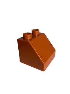 Lego Duplo kostka zkosená 2x2 nugátová-HODNĚ HRANÁ, POŠKRÁBANÁ